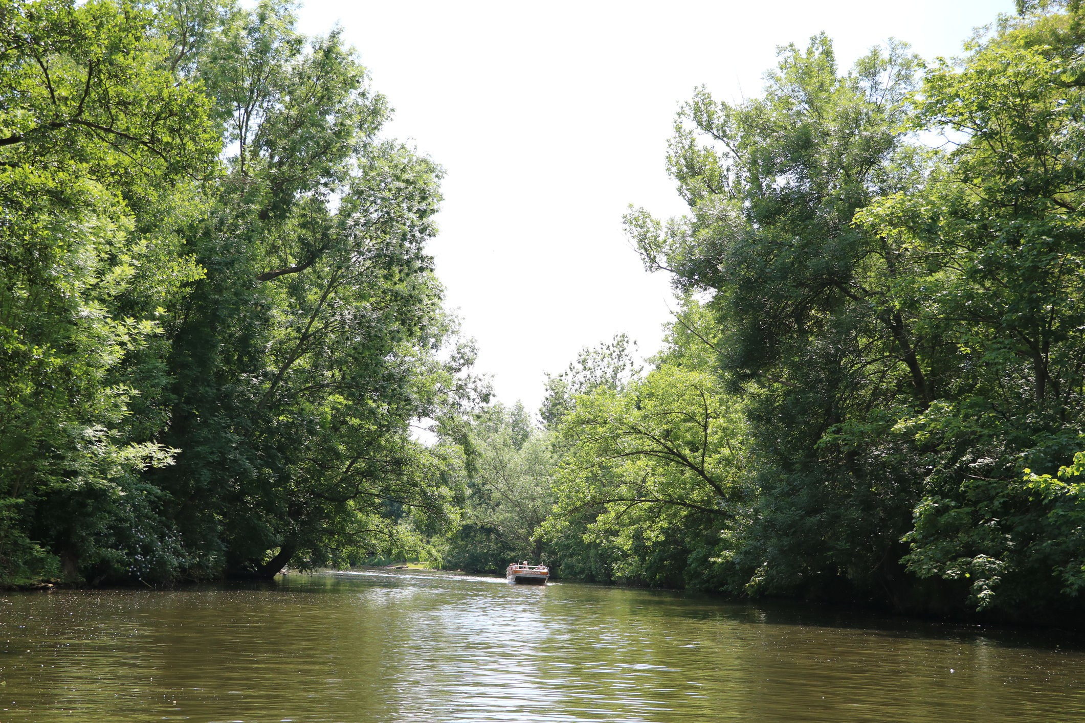 Canal cruise on the river Weiße Elster in Leipzig, Germany
